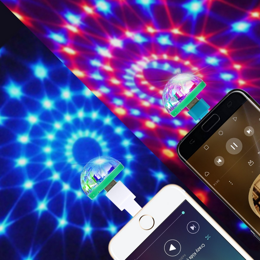 Mini 4-LED Disco Ball - Plug Into Phone